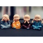 4PCS/Set Kung Fu Four Little Monks Car Styling Cute Doll Decoration Buddha Ornament 